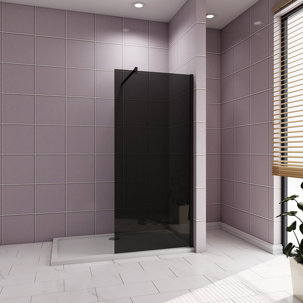 100 H.200 cm Walk in Duschwänd Schwarz Schutzfolie mit Stabilisationsstange 140cm für badezimmer