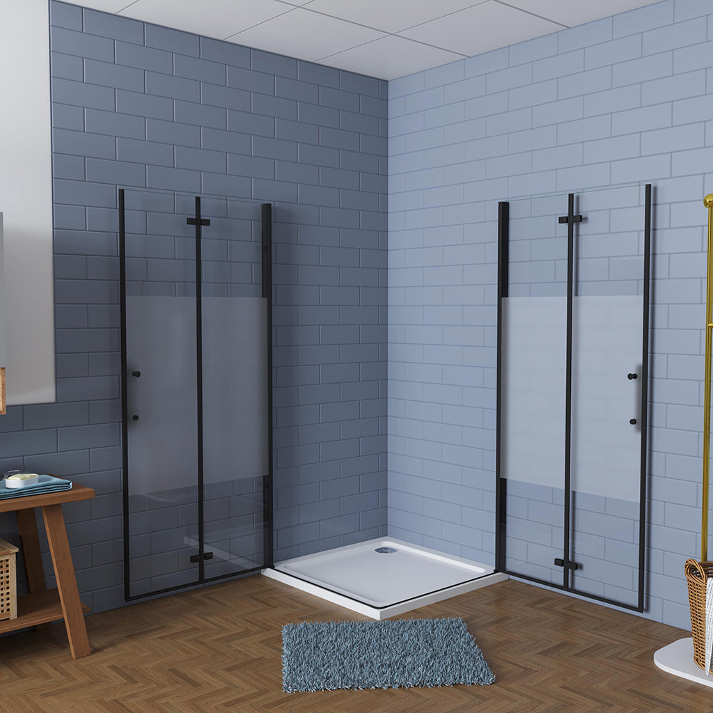Duschkabine 100x100 x H. 195 cm Falttür Drehfalttür Dusche Eckeinstieg – OzeanSanitaer