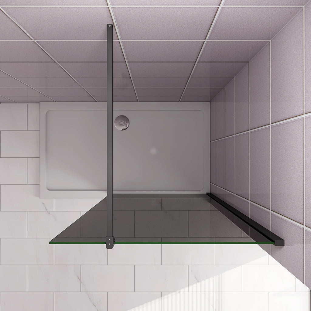 110 H.200 cm Walk in Duschwänd Schwarz Schutzfolie mit Stabilisationsstange 140cm für badezimmer