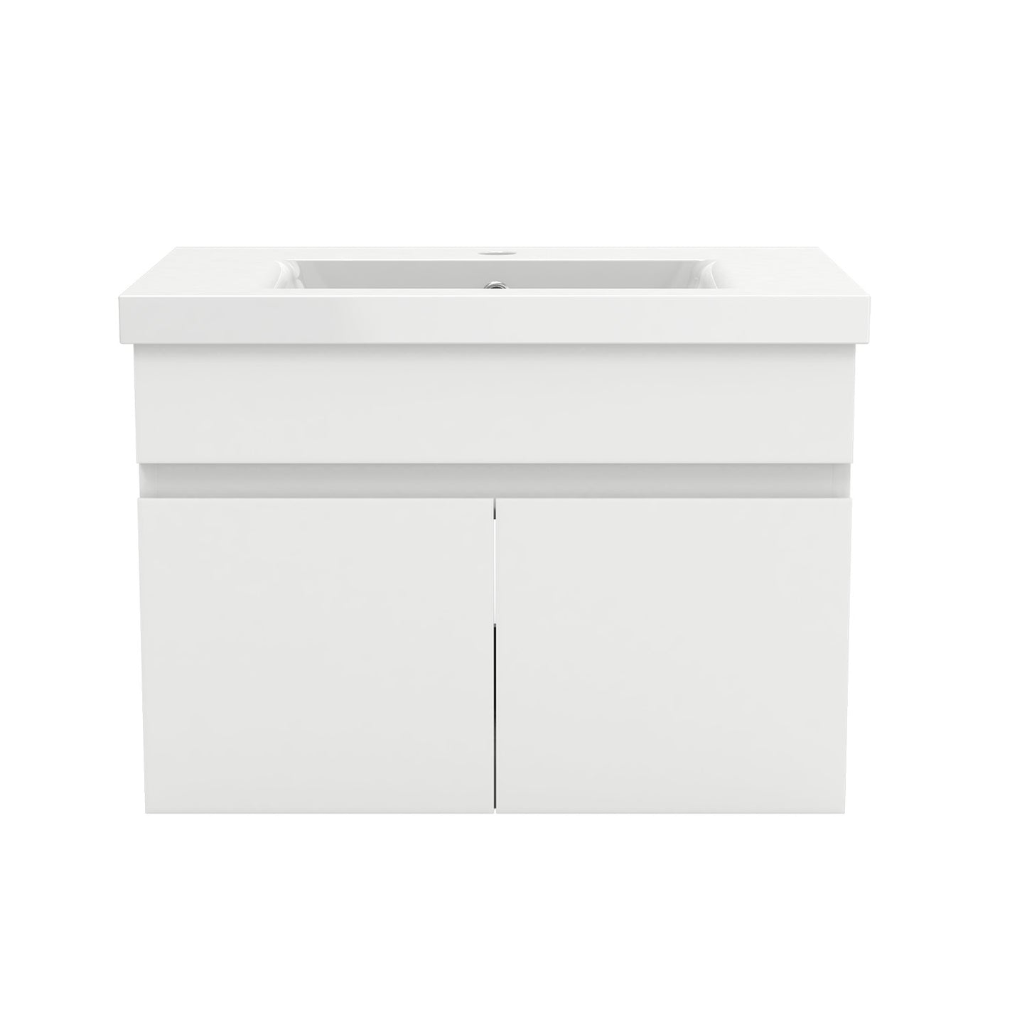 Badezimmer Badmöbel 60cm Dickes Keramik Waschtisch mit Unterschrank Hängeschrank Weiß Matt Badezimmerschränke Badschrank mit 2 Soft-Close Türen