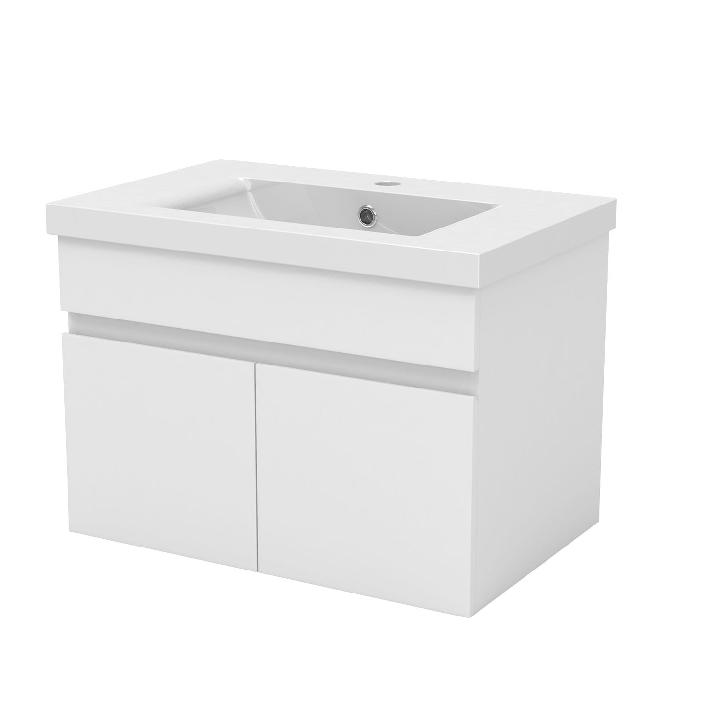 Badezimmer Badmöbel 60cm Dickes Keramik Waschtisch mit Unterschrank Hängeschrank Weiß Matt Badezimmerschränke Badschrank mit 2 Soft-Close Türen