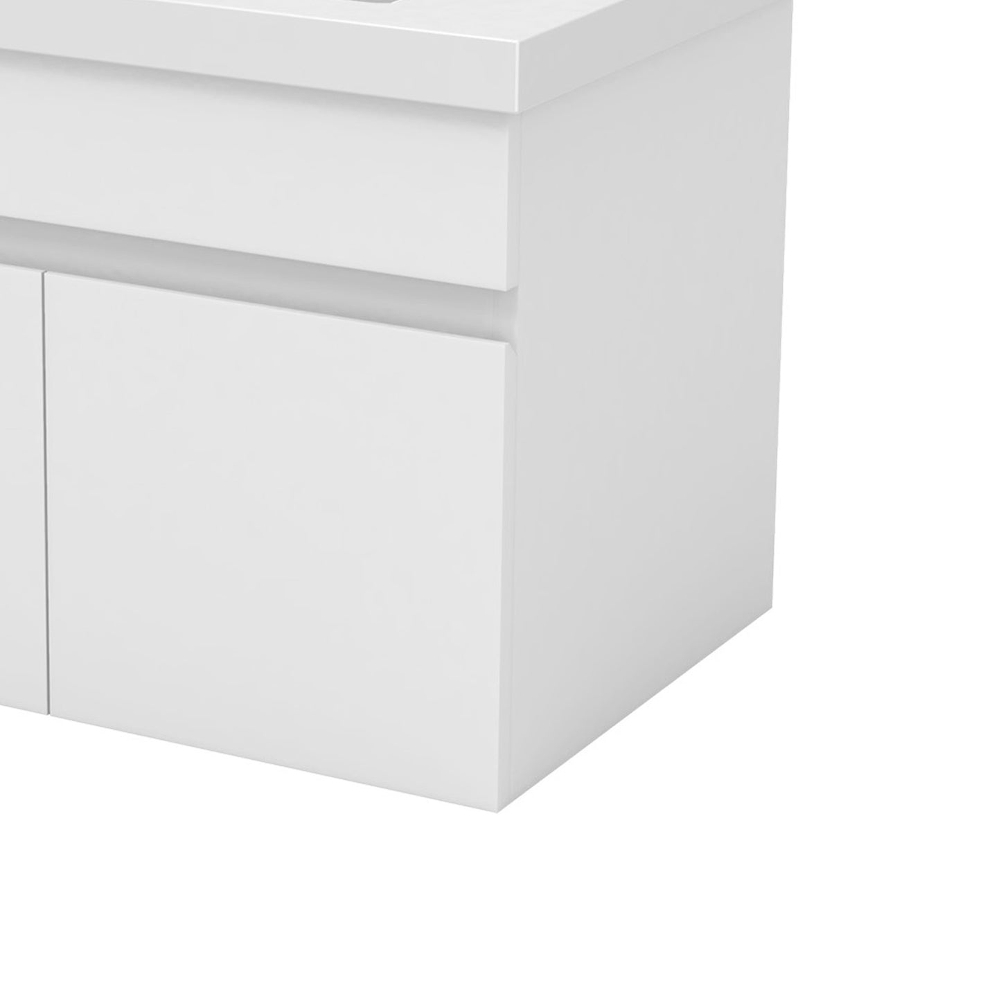 Badezimmer Badmöbel 60cm Dickes Keramik Waschtisch mit Unterschrank Hängeschrank Weiß Matt Badezimmerschränke Badschrank mit 2 Soft-Close Türen