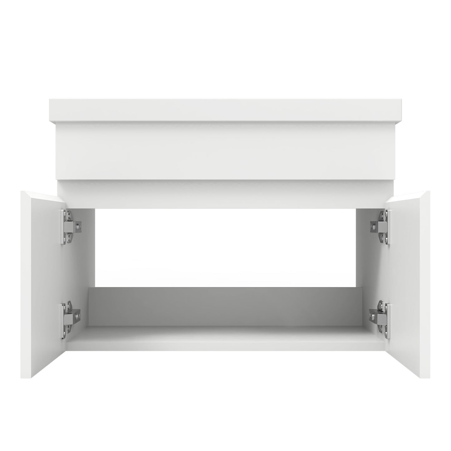 Badezimmer Badmöbel 60cm Mineralguss Waschtisch mit Unterschrank Hängeschrank Weiß Matt Badezimmerschränke Badschrank mit 2 Soft-Close Türen