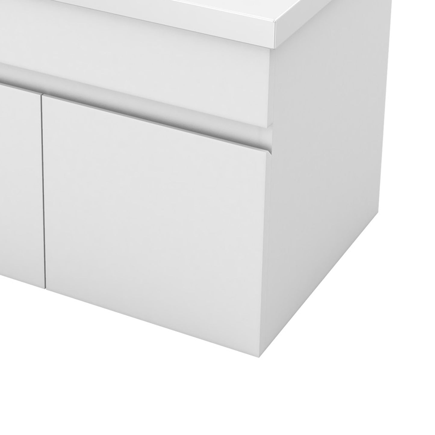 Badezimmer Badmöbel 60cm Mineralguss Waschtisch mit Unterschrank Hängeschrank Weiß Matt Badezimmerschränke Badschrank mit 2 Soft-Close Türen