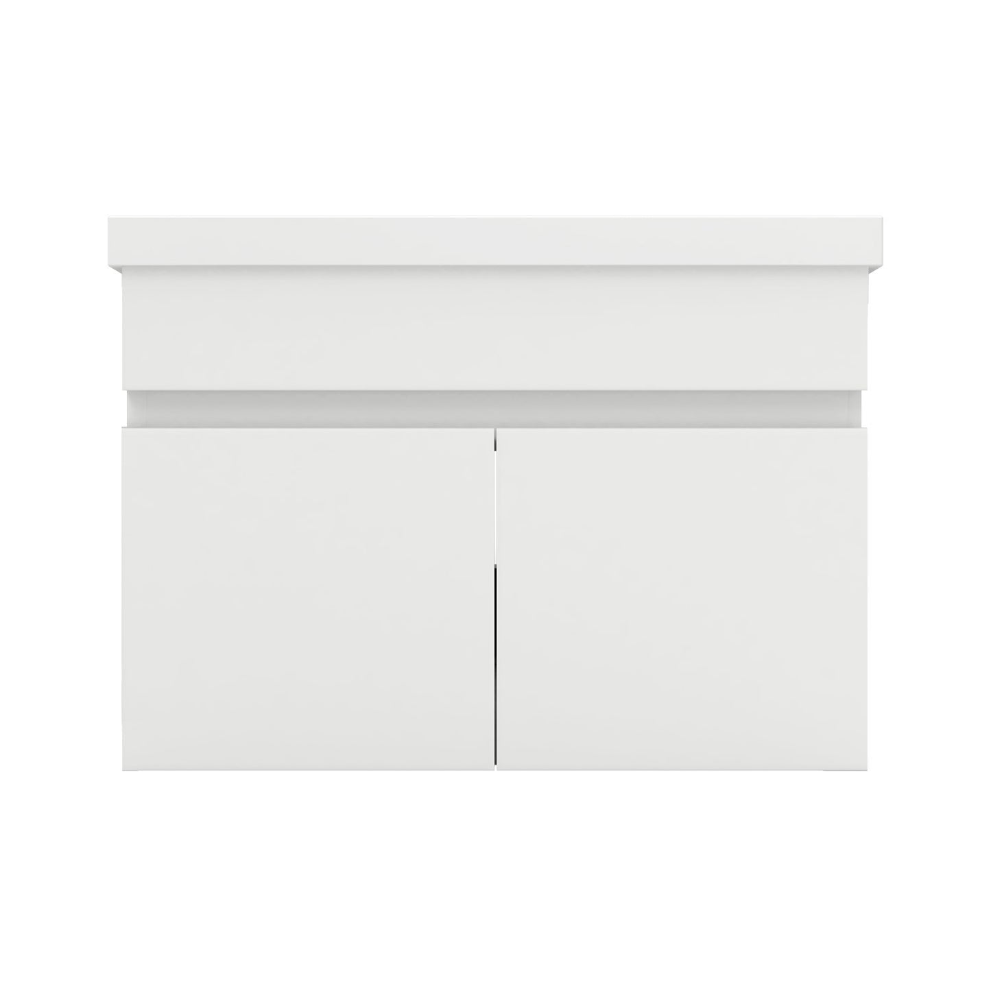 Badezimmer Badmöbel 60cm Mineralguss Waschtisch mit Unterschrank Hängeschrank Weiß Matt Badezimmerschränke Badschrank mit 2 Soft-Close Türen