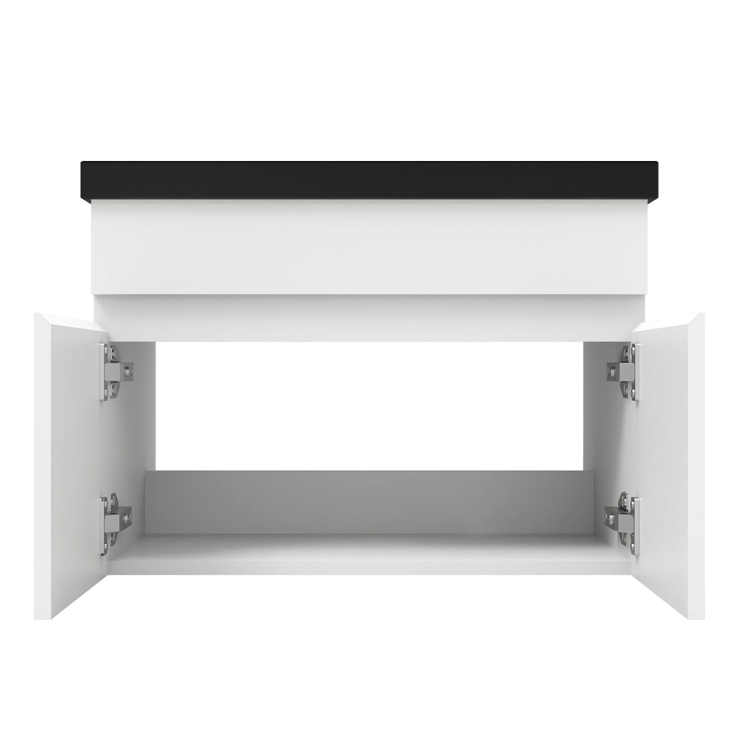 Badezimmer Badmöbel 60cm Schwarz Mineralguss Waschtisch mit Unterschrank Hängeschrank Weiß Matt Badezimmerschränke Badschrank mit 2 Soft-Close Türen