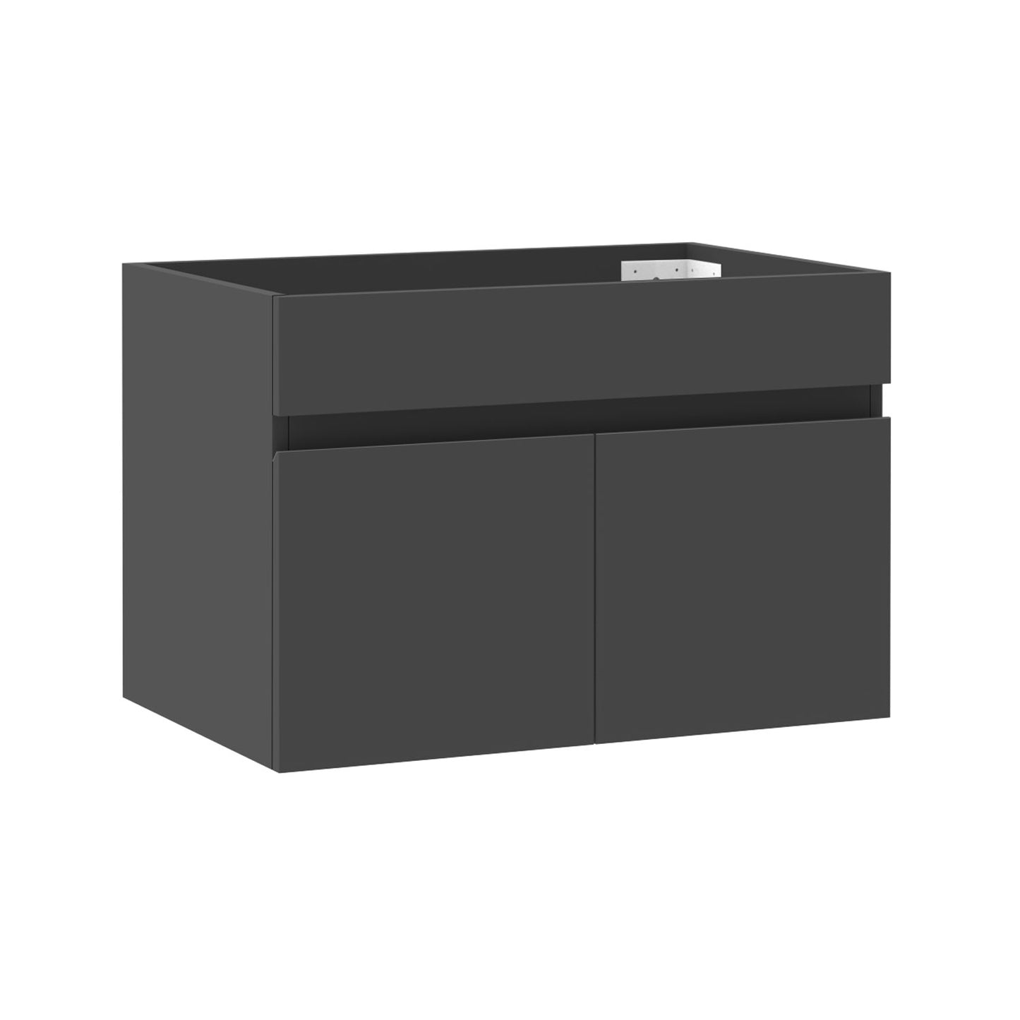 Badezimmer Badmöbel 60cm Schwarz Mineralguss Waschtisch mit Unterschrank Hängeschrank Dunkelgrau Matt Badezimmerschränke Badschrank mit 2 Soft-Close Türen