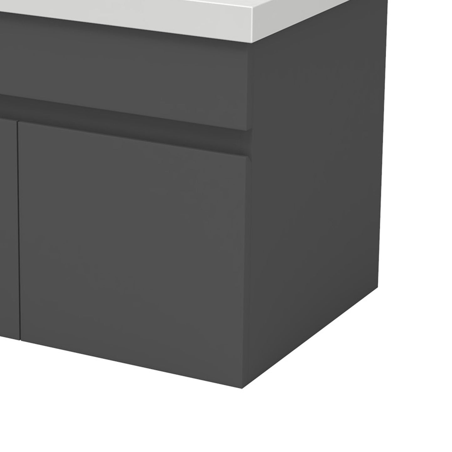 Badezimmer Badmöbel 60cm Dickes Keramik Waschtisch mit Unterschrank Hängeschrank Dunkelgrau Matt Badezimmerschränke Badschrank mit 2 Soft-Close Türen