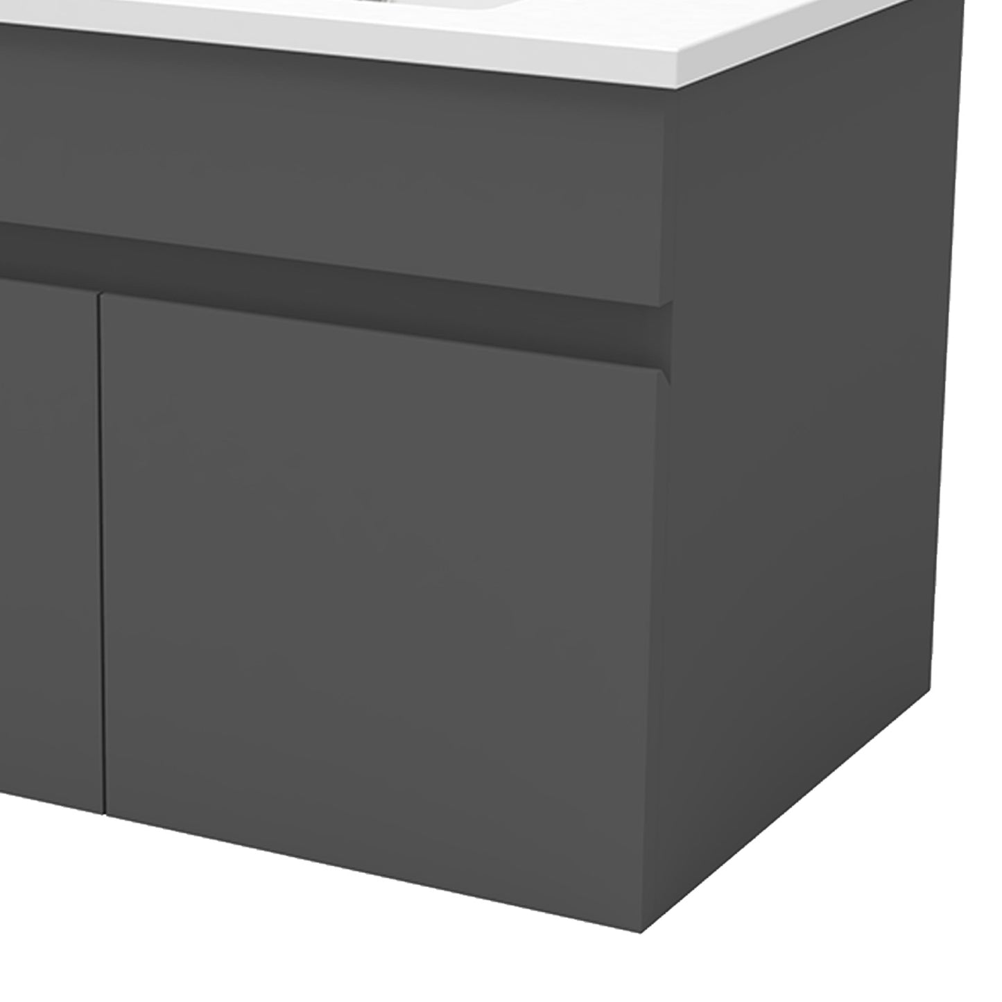Badezimmer Badmöbel 60cm Dünn Keramik Waschtisch mit Unterschrank Hängeschrank Dunkelgrau Matt Badezimmerschränke Badschrank mit 2 Soft-Close Türen