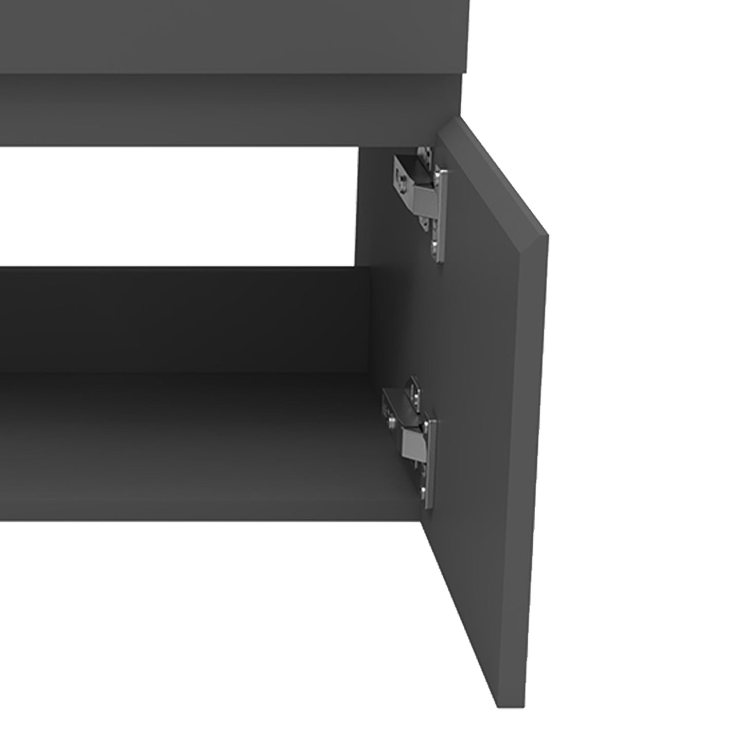Badezimmer Badmöbel 60cm Dünn Keramik Waschtisch mit Unterschrank Hängeschrank Dunkelgrau Matt Badezimmerschränke Badschrank mit 2 Soft-Close Türen