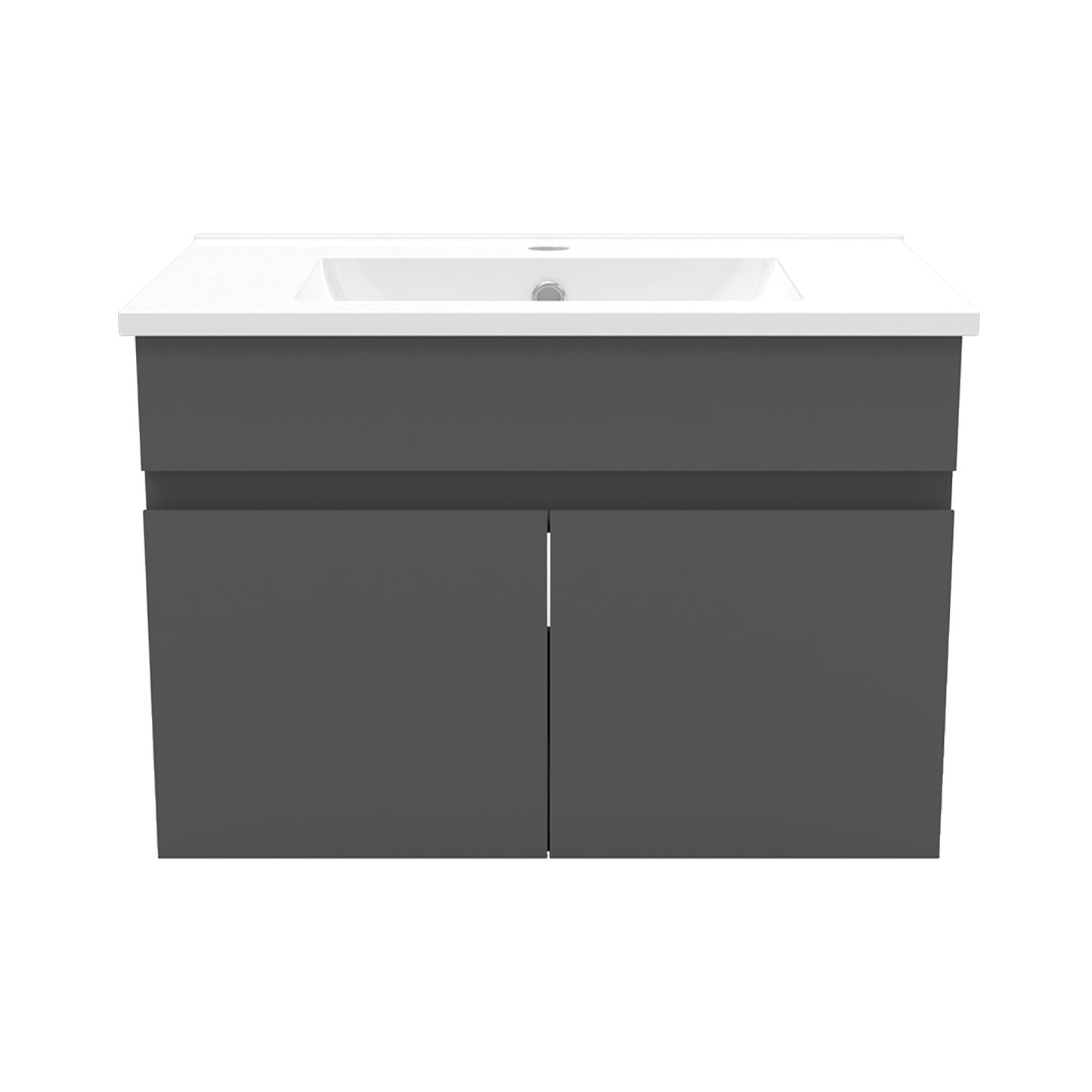 Badezimmer Badmöbel 60cm Dünn Keramik Waschtisch mit Unterschrank Hängeschrank Dunkelgrau Matt Badezimmerschränke Badschrank mit 2 Soft-Close Türen