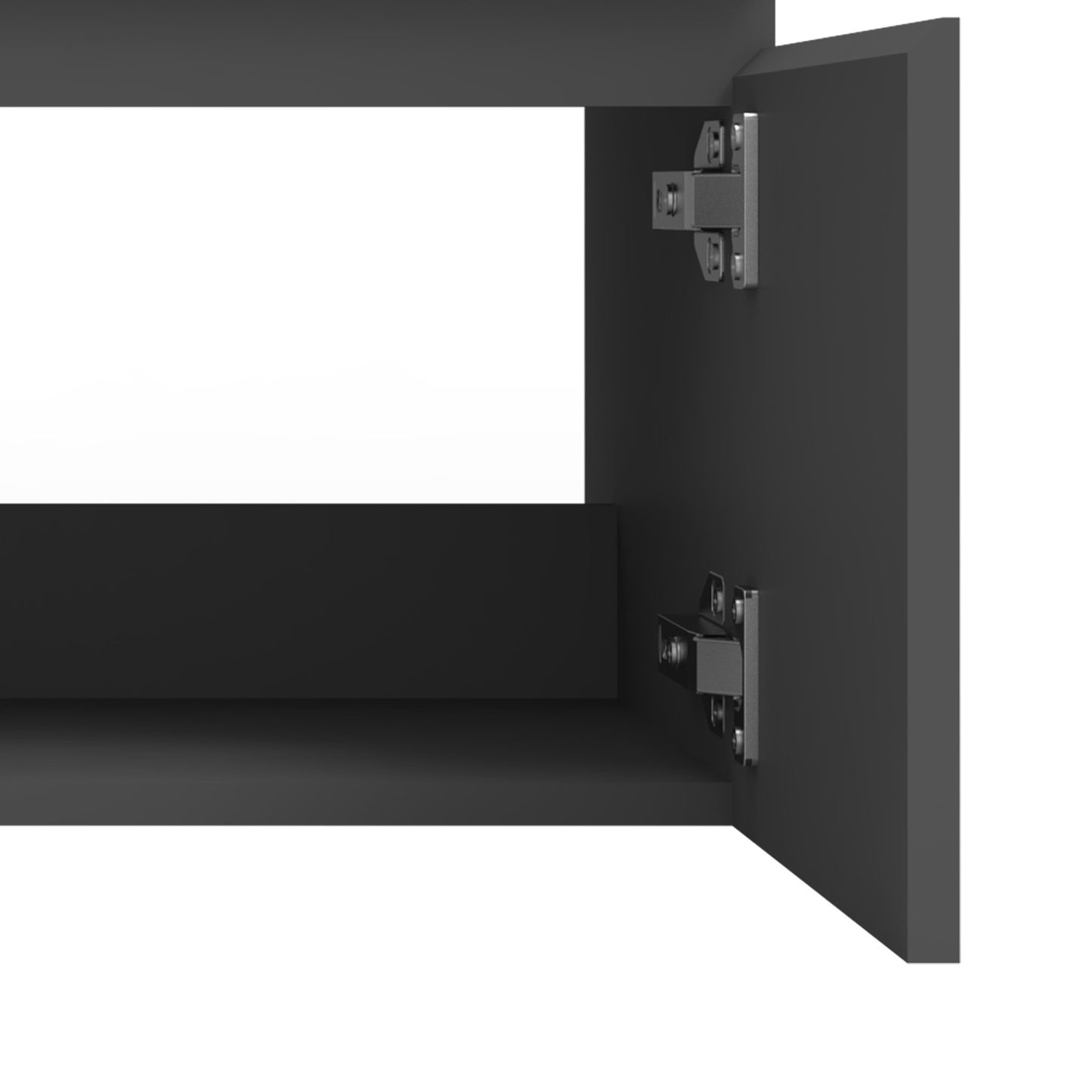 Badezimmer Badmöbel 60cm Schwarz Mineralguss Waschtisch mit Unterschrank Hängeschrank Dunkelgrau Matt Badezimmerschränke Badschrank mit 2 Soft-Close Türen