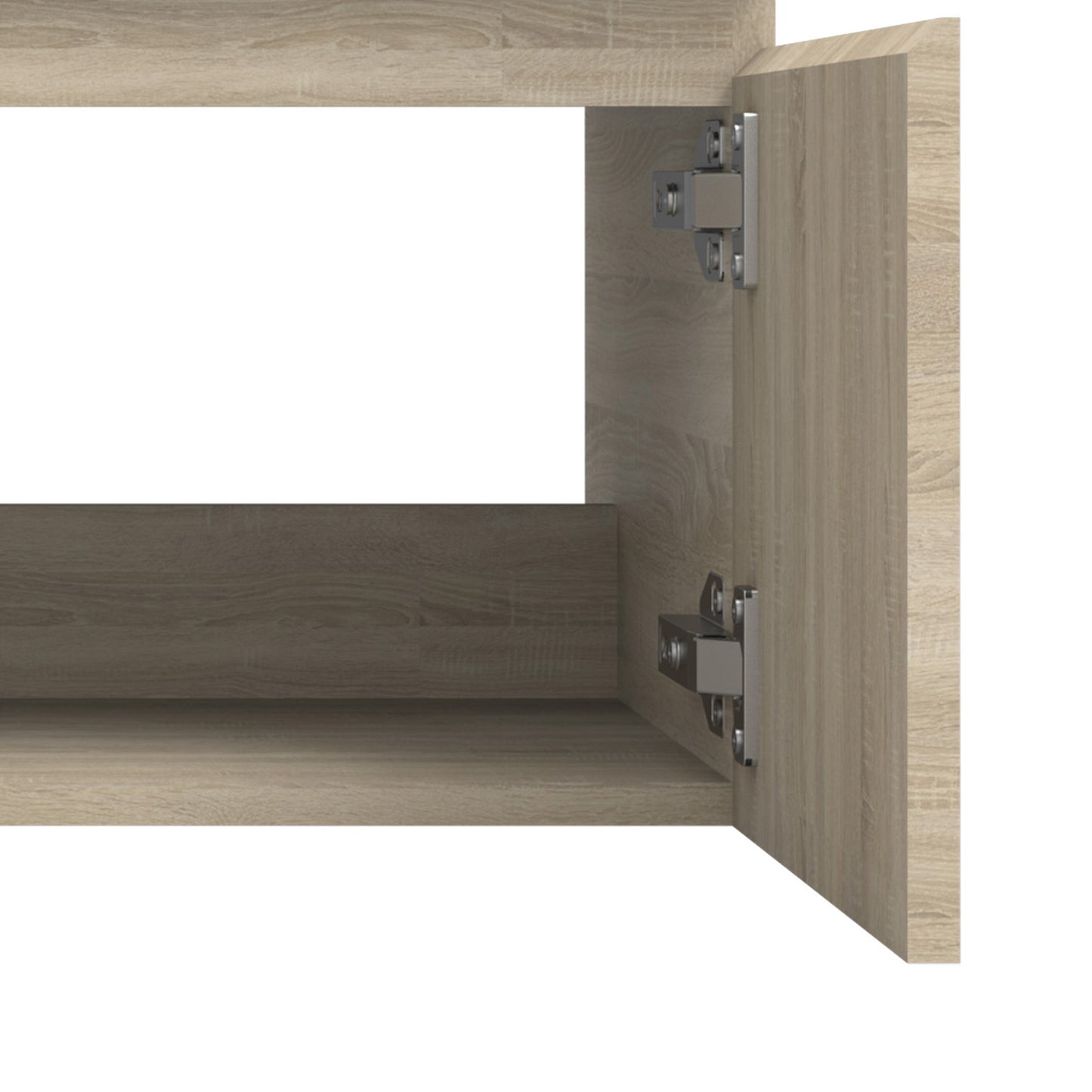 Badezimmer Badmöbel 60cm Schwarz Mineralguss Waschtisch mit Unterschrank Hängeschrank Eiche Matt Badezimmerschränke Badschrank mit 2 Soft-Close Türen