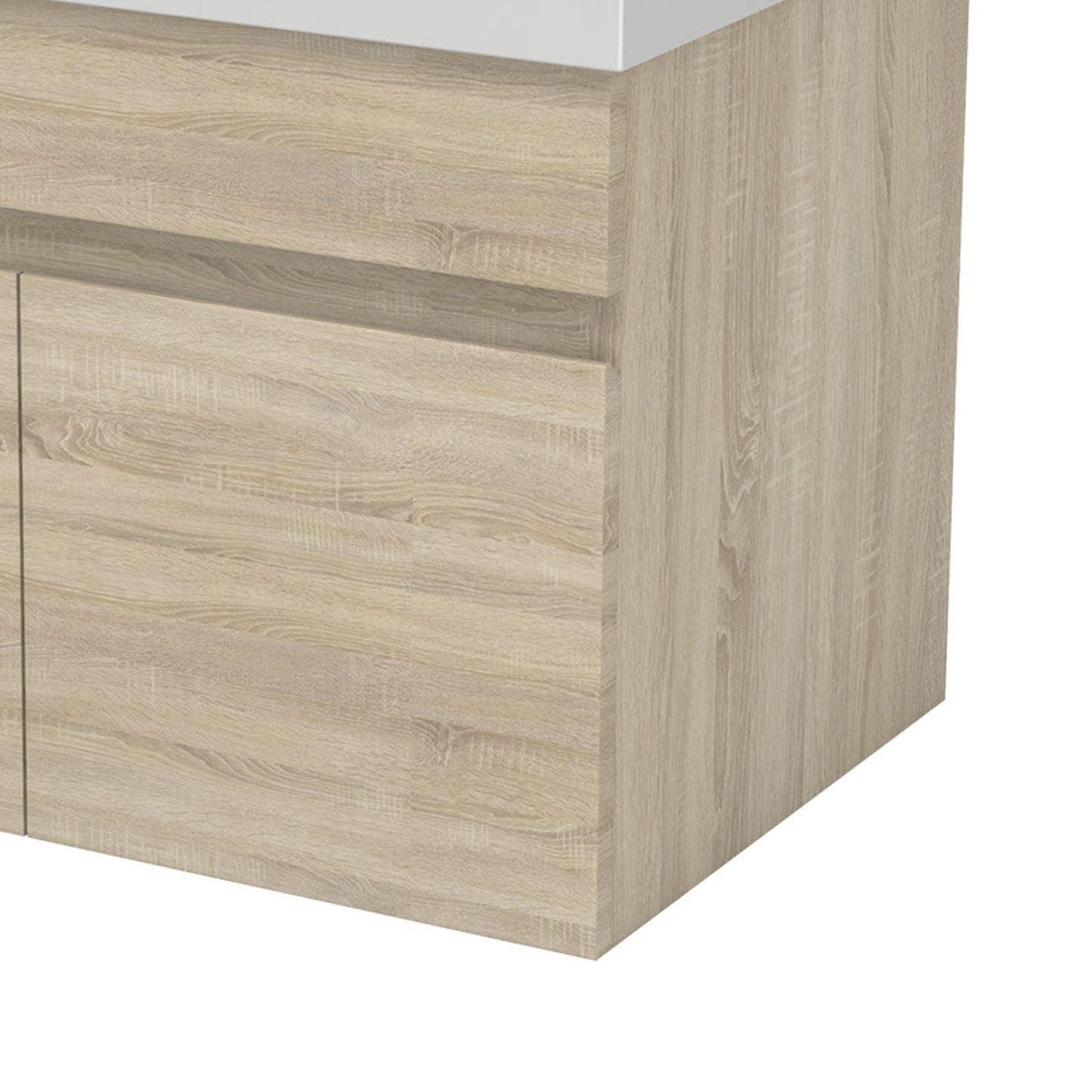Badezimmer Badmöbel 60cm Dickes Keramik Waschtisch mit Unterschrank Hängeschrank Eiche Matt Badezimmerschränke Badschrank mit 2 Soft-Close Türen