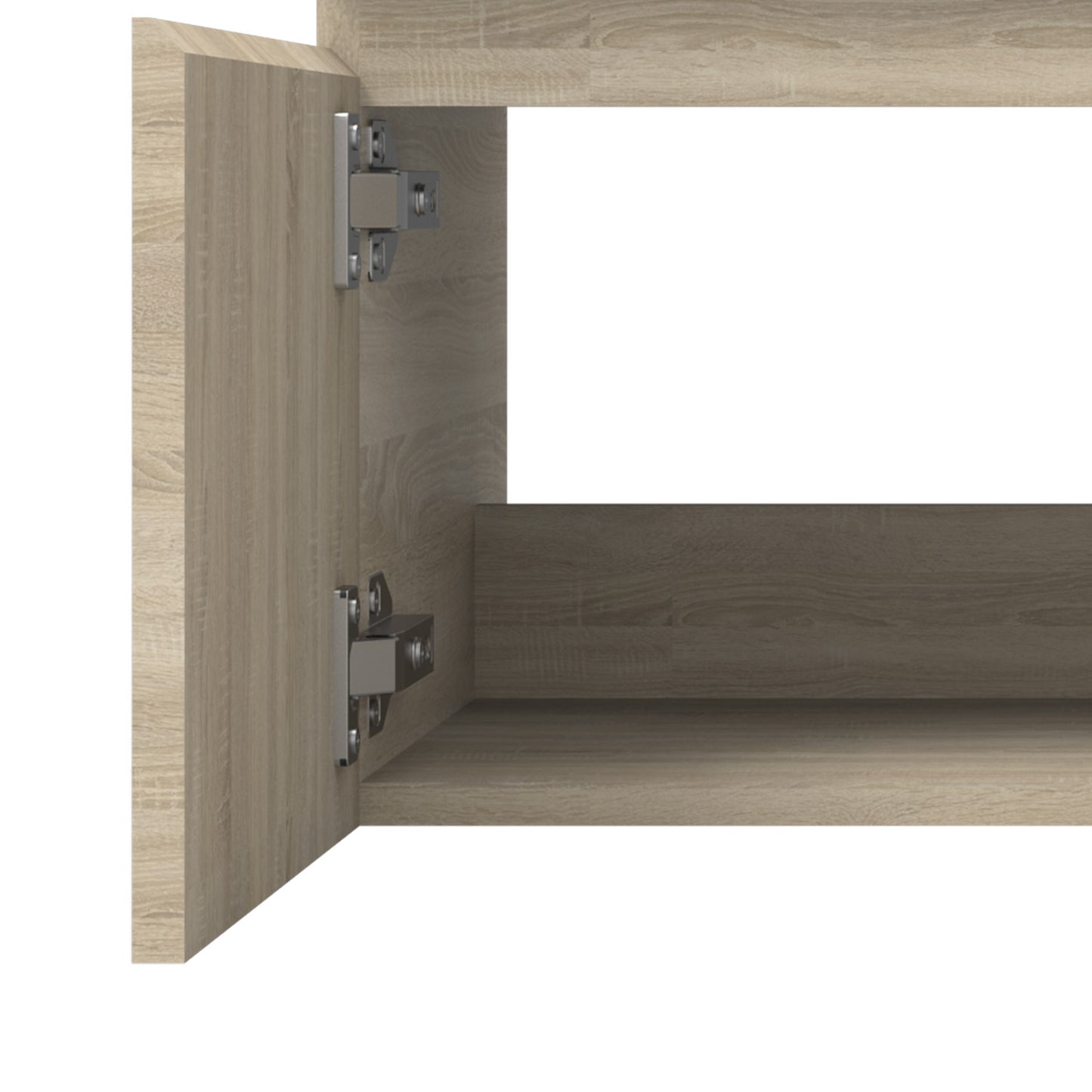 Badezimmer Badmöbel 60cm Schwarz Mineralguss Waschtisch mit Unterschrank Hängeschrank Eiche Matt Badezimmerschränke Badschrank mit 2 Soft-Close Türen