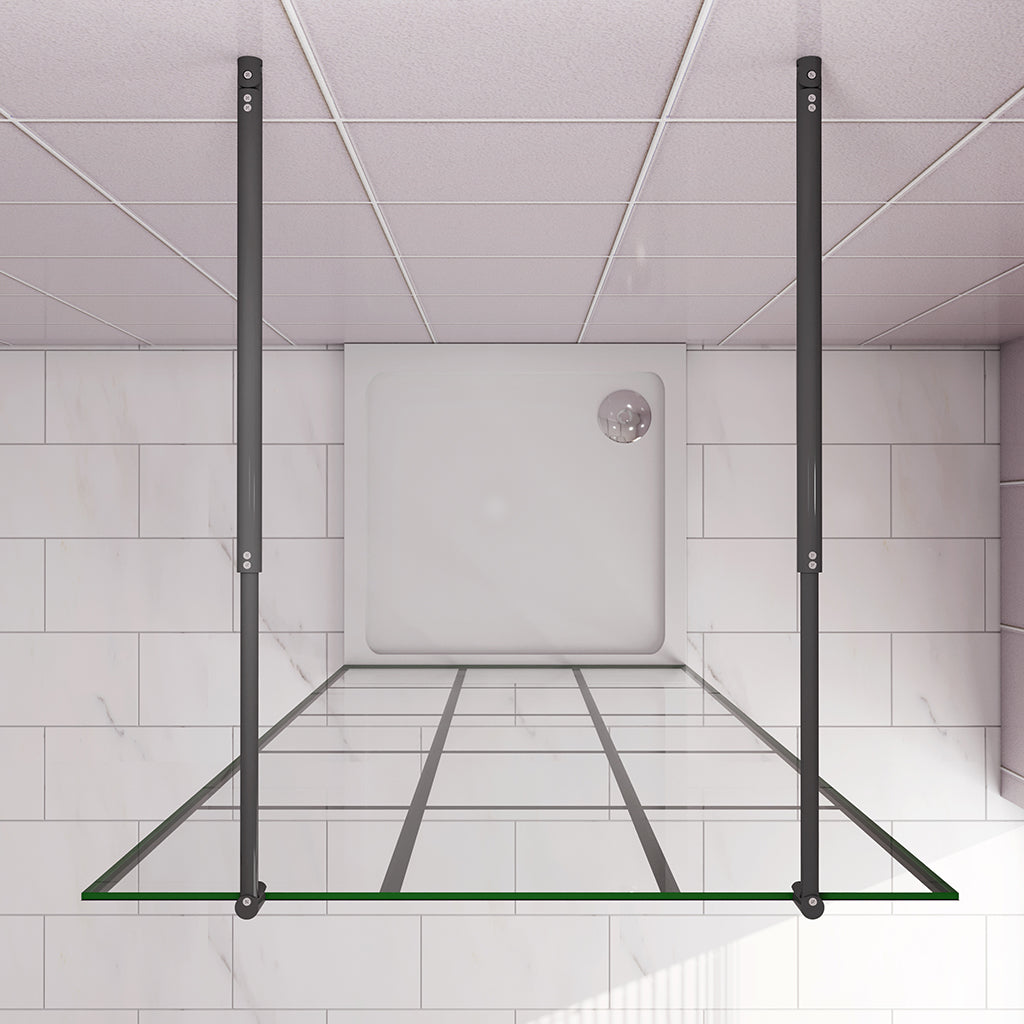 117.7 H.200 cm Walk in Duschwänd Gittermuster mit 2xStabilisationsstange 70-120cm für badezimmer