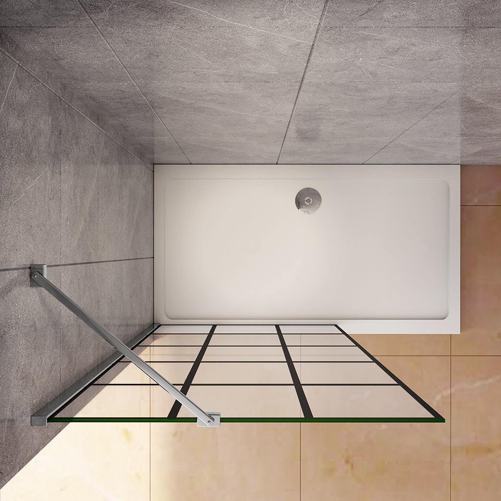 140 H.200 cm Walk in Duschwand Gittermuster mit Stabilisationsstange 45cm badezimmer ideen