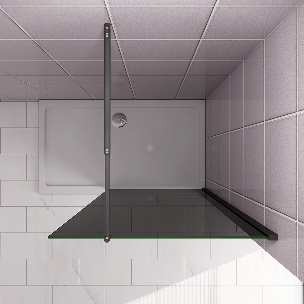 140 H.200 cm Walk in Duschwänd Schwarz Schutzfolie mit Stabilisationsstange 70-120cm für badezimmer