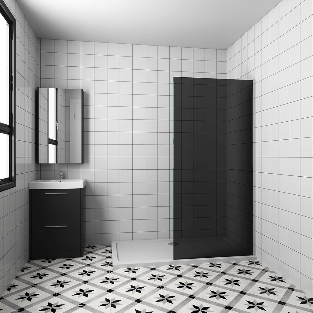 140 H.200 cm Walk in Duschwänd Schwarz Schutzfolie dusche