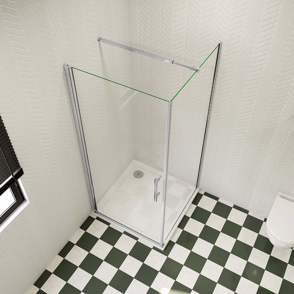 185 Höhe Glasduschwand Drehtür 100 mit Seitenwand 76 cm für badezimmer