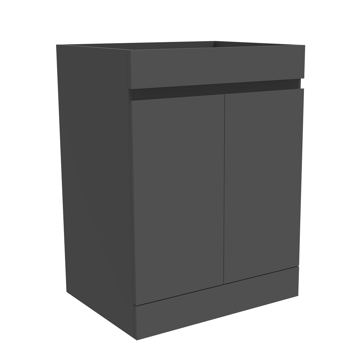 Badmöbel Set 50 cm Breit Dunkelgrau Matt Badezimmermöbel Mineralguss waschbecken mit unterschrank 2 Soft-Close Türen Standschrank