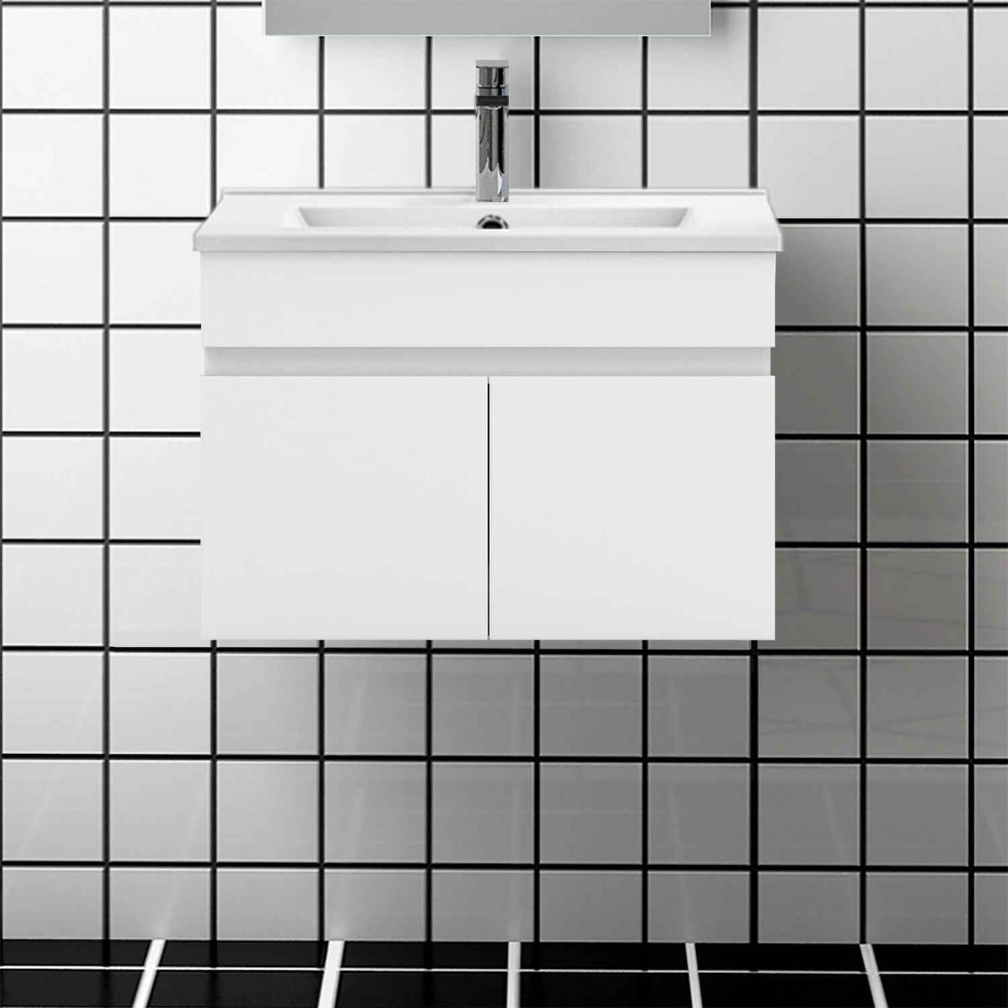 Badmöbel Set 60 cm Weiß Waschbecken mit Unterschrank Soft-Close