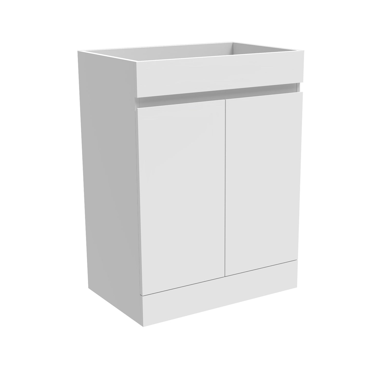 Badmöbel Set 60 cm Breit Weiß Matt Badezimmermöbel Mineralguss waschbecken mit unterschrank 2 Soft-Close Türen Standschrank