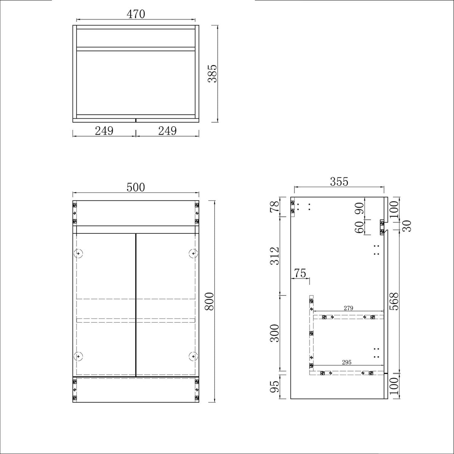 Badmöbel Set ADELA 50 cm Standschrank Anthrazit Waschbecken mit Unterschrank mit Soft-Close Funktion