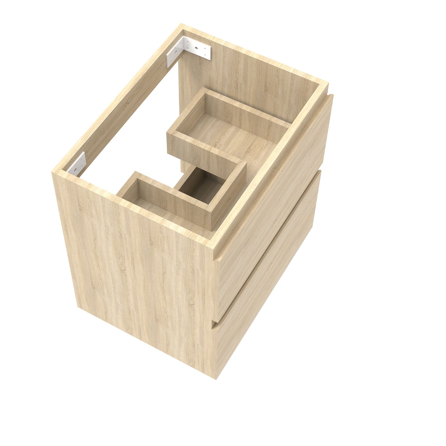 Badezimmermöbel 50cm Mineralguss Waschtisch mit Unterschrank Badmöbel set Badezimmerschränke mit 2 Soft-Close Schubladen Eiche Matt