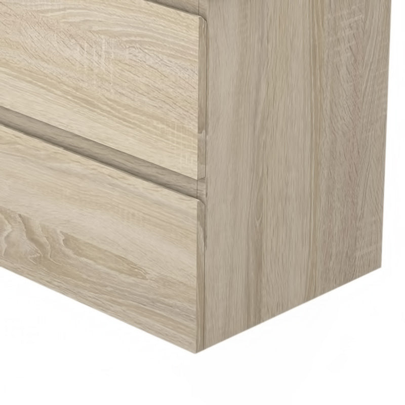 Badezimmermöbel 50cm Mineralguss Waschtisch mit Unterschrank Badmöbel set Badezimmerschränke mit 2 Soft-Close Schubladen Eiche Matt