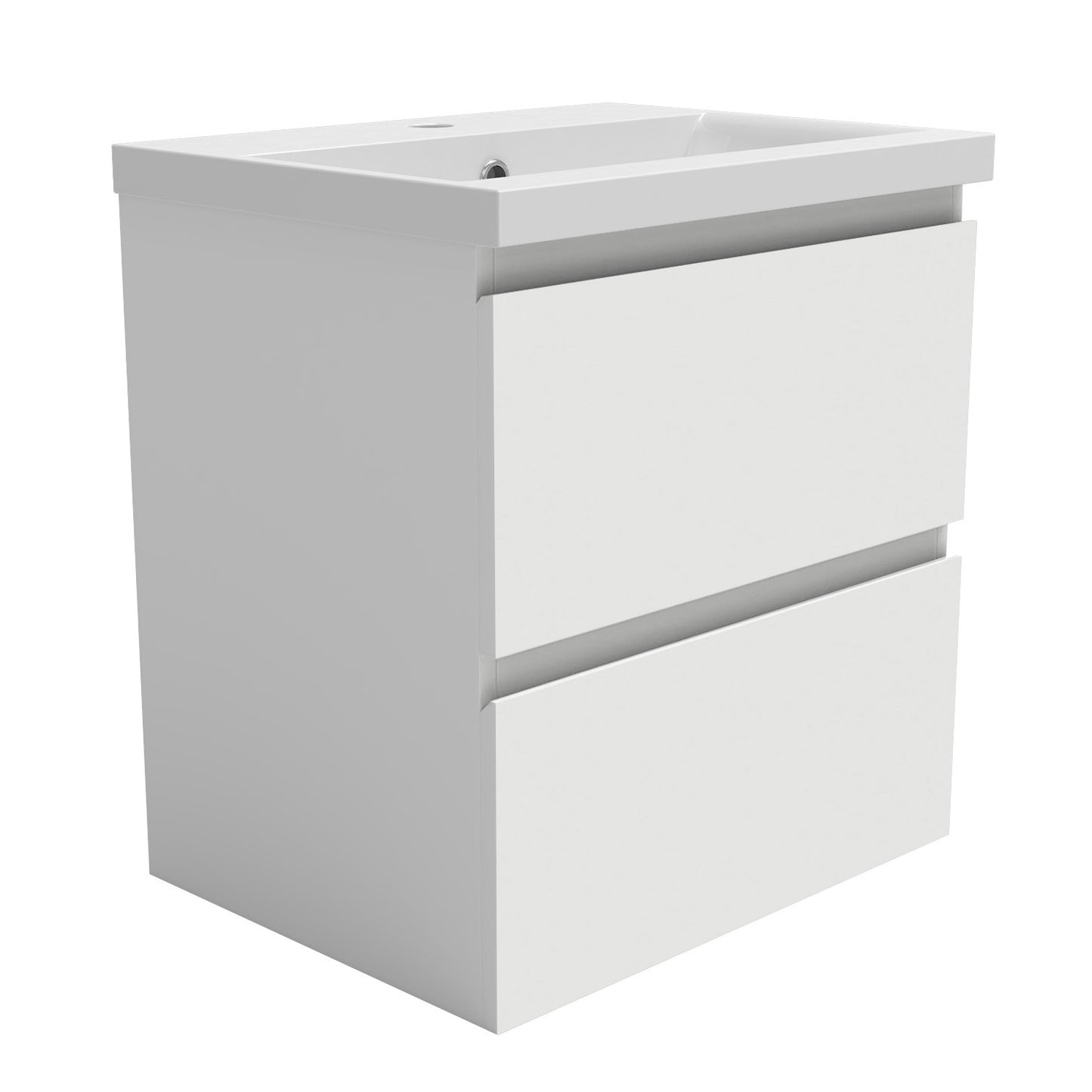 Badezimmermöbel 50cm Keramik Waschtisch mit Unterschrank Badmöbel set Badezimmerschränke mit 2 Soft-Close Schubladen Weiß Matt