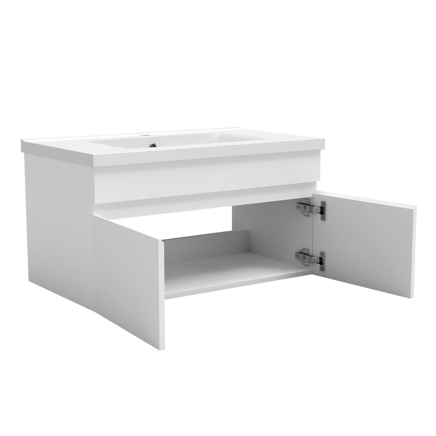 Badmöbel Set 80 cm Weiß Waschbecken mit Unterschrank Soft-Close