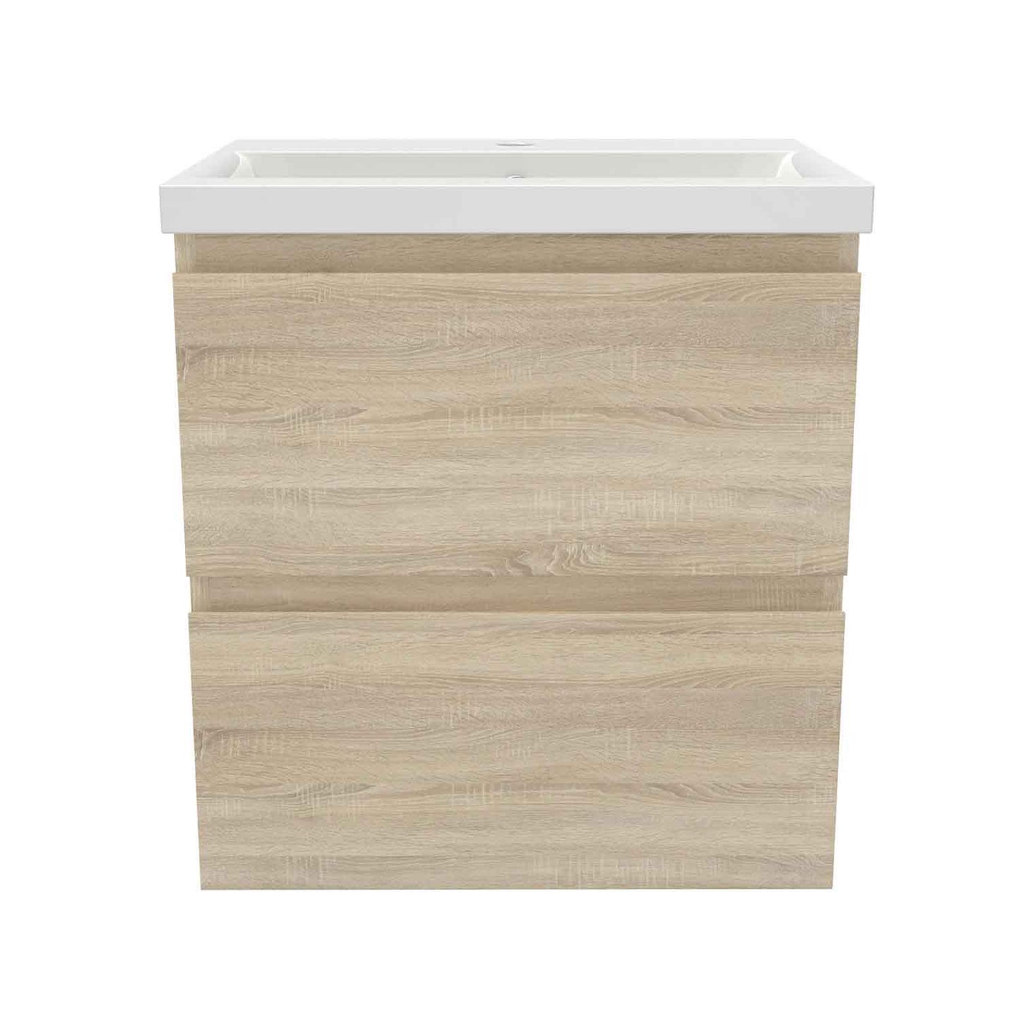 Badmöbel Set 50 cm Vormontiert Eiche Natur Waschbecken mit Unterschrank inkl. 2-Schubladen Soft-Close Funktion