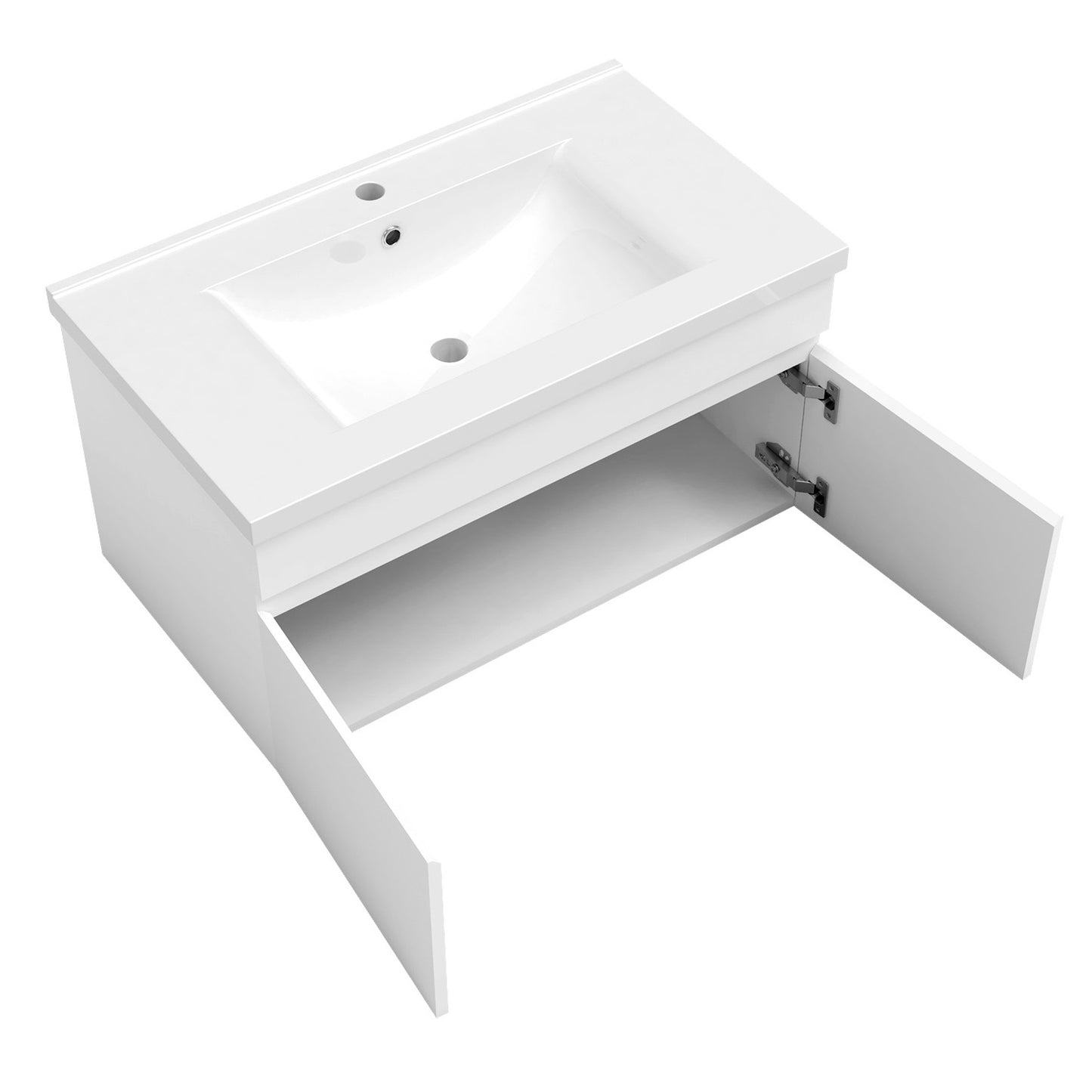 Badmöbel Set 80 cm Weiß Waschbecken mit Unterschrank Soft-Close