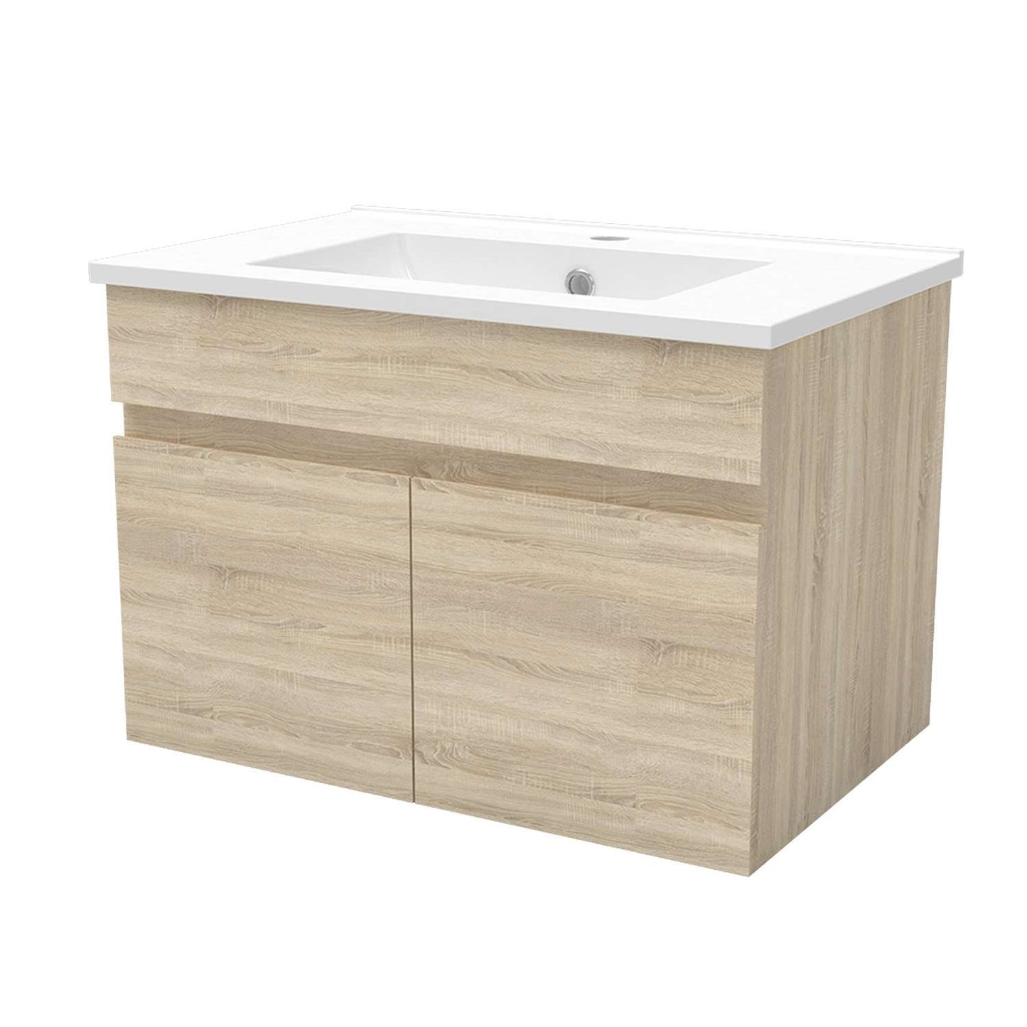 Badmöbel Set 60 cm Eiche Waschbecken mit Unterschrank Soft-Close