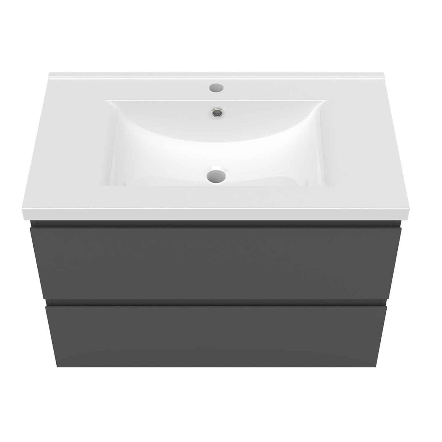 Badmöbel Set 80 cm Anthrazit Waschbecken mit Unterschrank Soft-Close