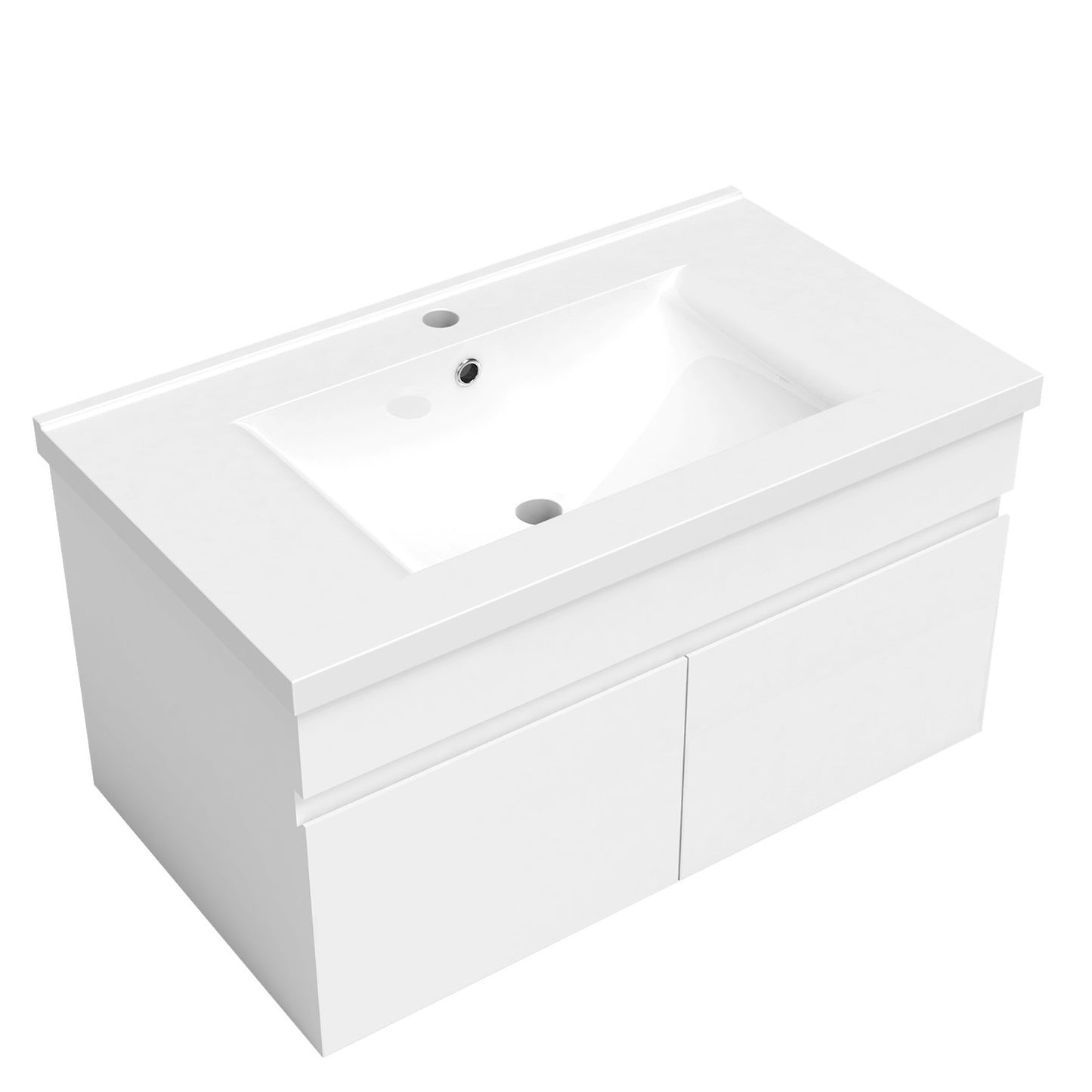 Badmöbel Set 80 cm Weiß Waschbecken mit Unterschrank Soft-Close