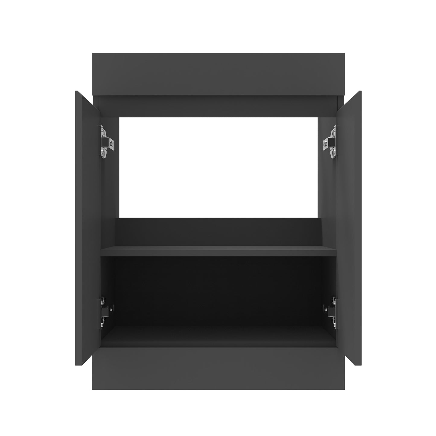 Badmöbel Set 50 cm Breit Dunkelgrau Matt Badezimmermöbel Mineralguss waschbecken mit unterschrank 2 Soft-Close Türen Standschrank