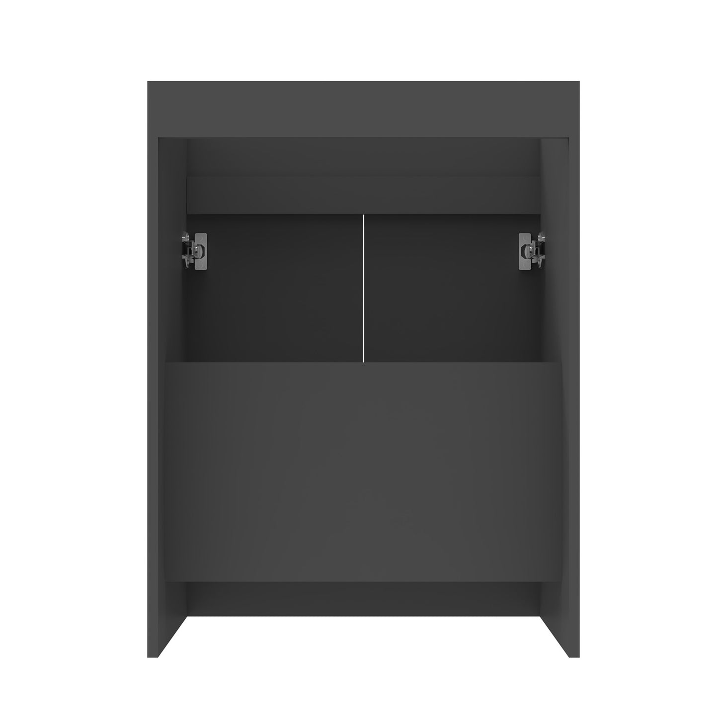 Badmöbel Set 60 cm Breit Dunkelgrau Matt Badezimmermöbel Mineralguss waschbecken mit unterschrank 2 Soft-Close Türen Standschrank