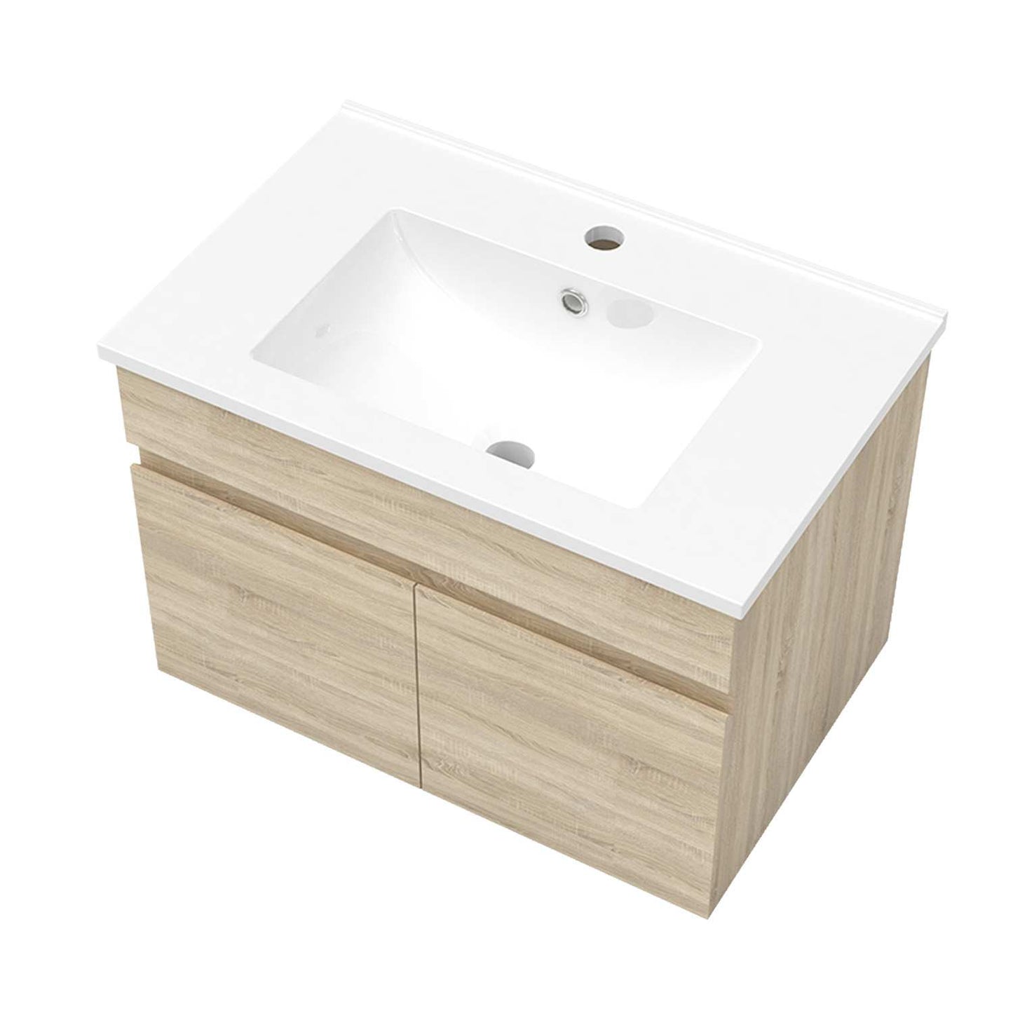 Badmöbel Set 60 cm Eiche Waschbecken mit Unterschrank Soft-Close