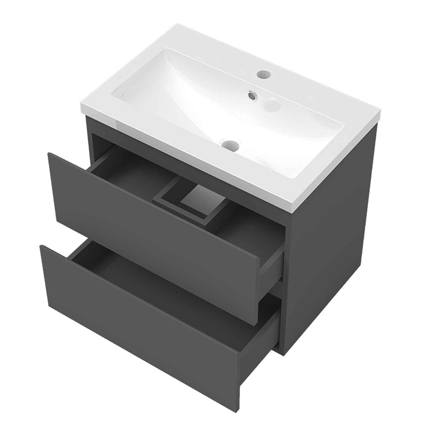 Badmöbel Set 80 cm Anthrazit Waschbecken mit Unterschrank Soft-Close