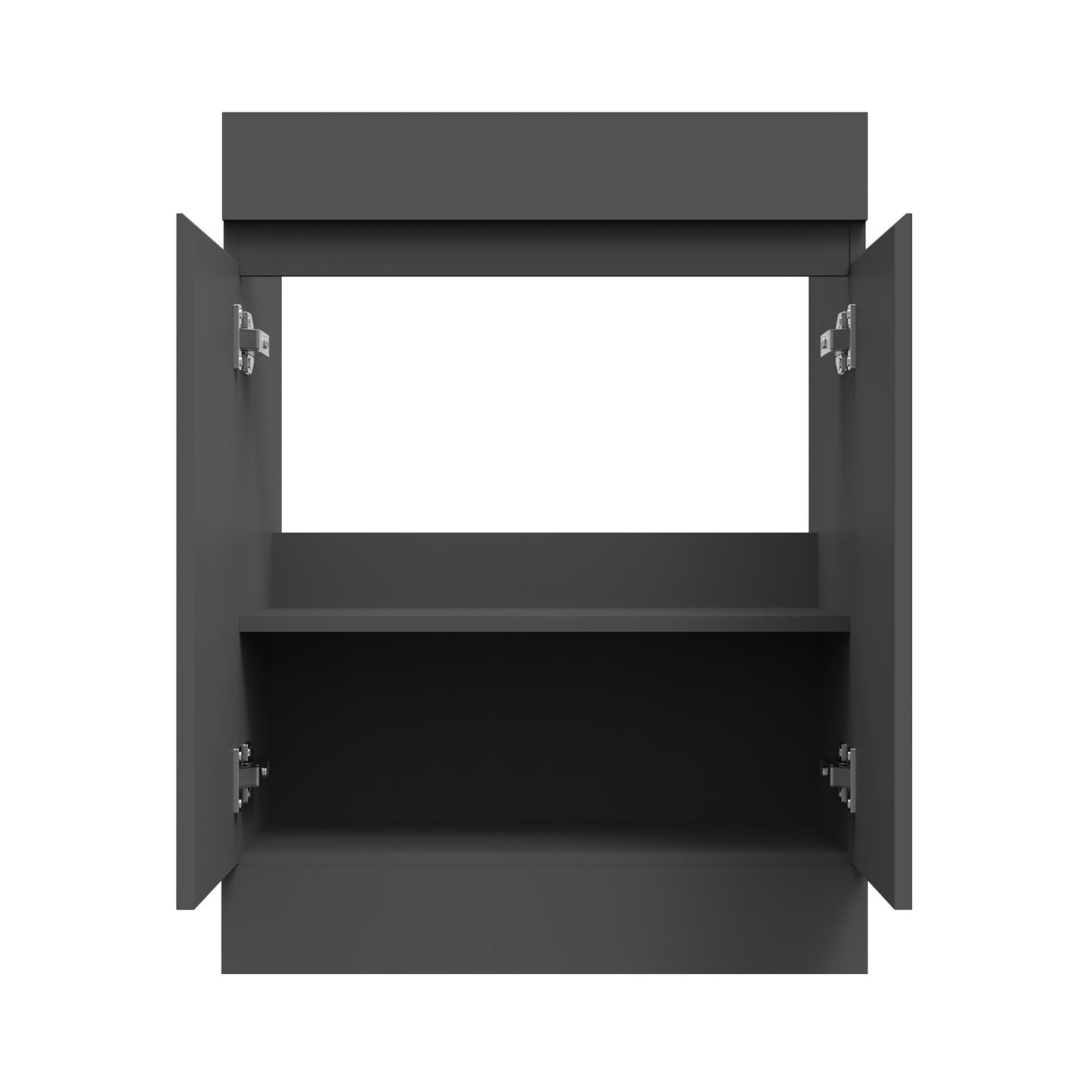 Badmöbel Set 60 cm Breit Dunkelgrau Matt Badezimmermöbel Mineralguss waschbecken mit unterschrank 2 Soft-Close Türen Standschrank