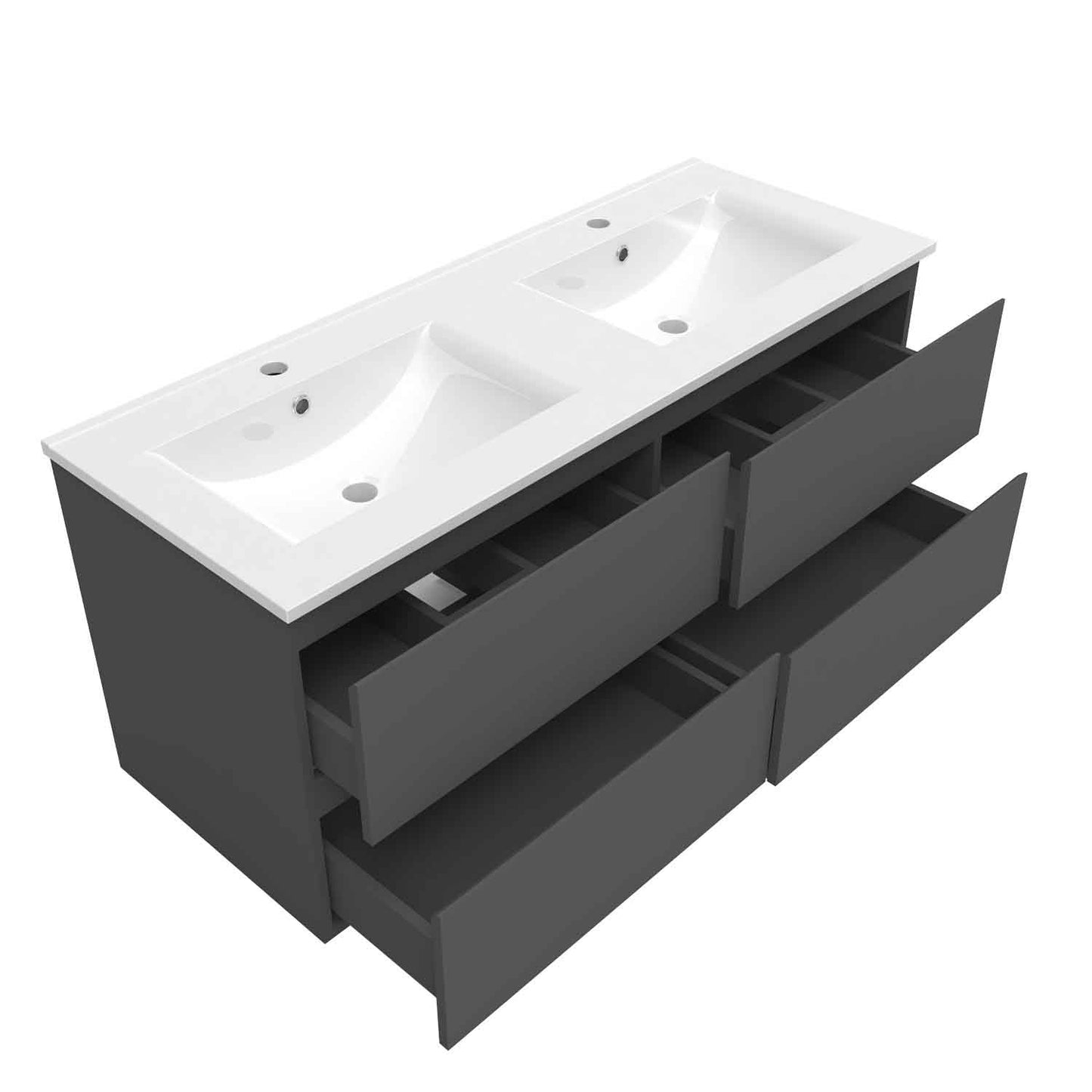 Badmöbel Set 120 cm Anthrazit Waschbecken mit Unterschrank Soft-Close