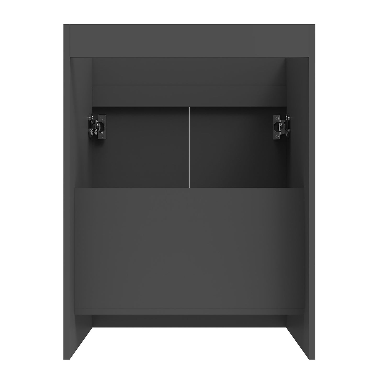 Badmöbel Set 50 cm Breit Dunkelgrau Matt Badezimmermöbel Mineralguss waschbecken mit unterschrank 2 Soft-Close Türen Standschrank