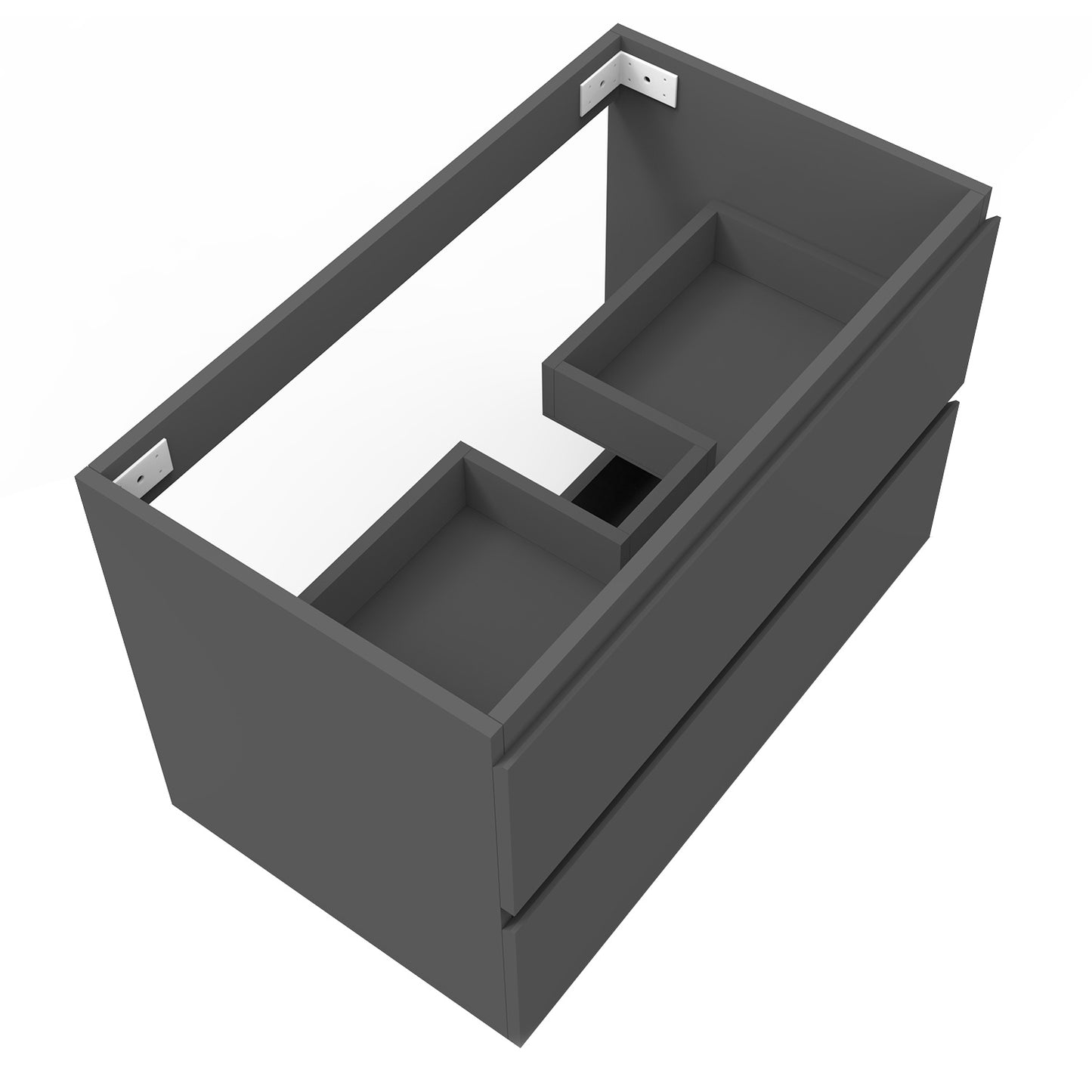 Badezimmermöbel 80cm Mineralguss Waschtisch mit Unterschrank Badmöbel set Badezimmerschränke mit 2 Soft-Close Schubladen Dunkelgrau Matt