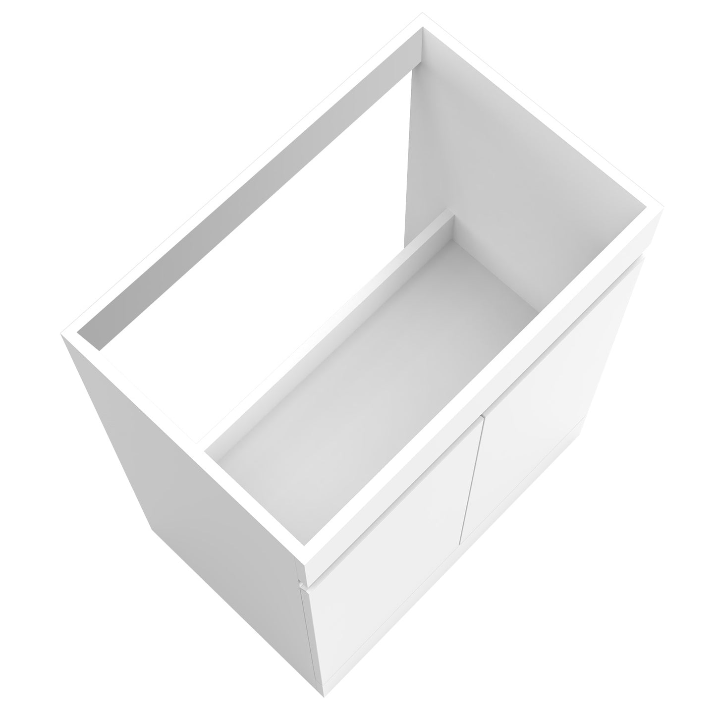 Badmöbel Set 60 cm Breit Weiß Matt Badezimmermöbel Mineralguss waschbecken mit unterschrank 2 Soft-Close Türen Standschrank