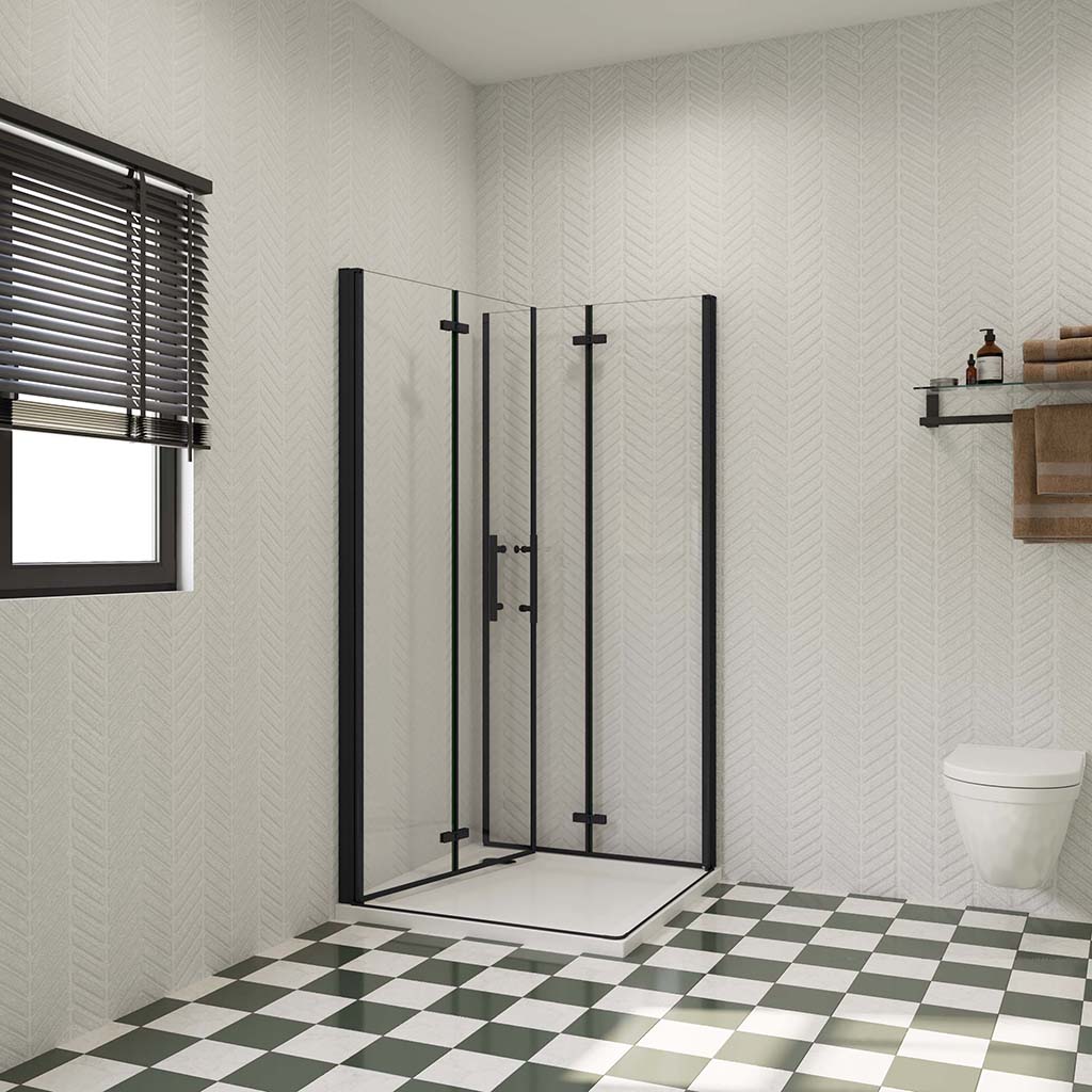 Duschkabine 80x70 x H. 185 cm falttür Dusche Eckeinstieg Duschtasse+ab – OzeanSanitaer