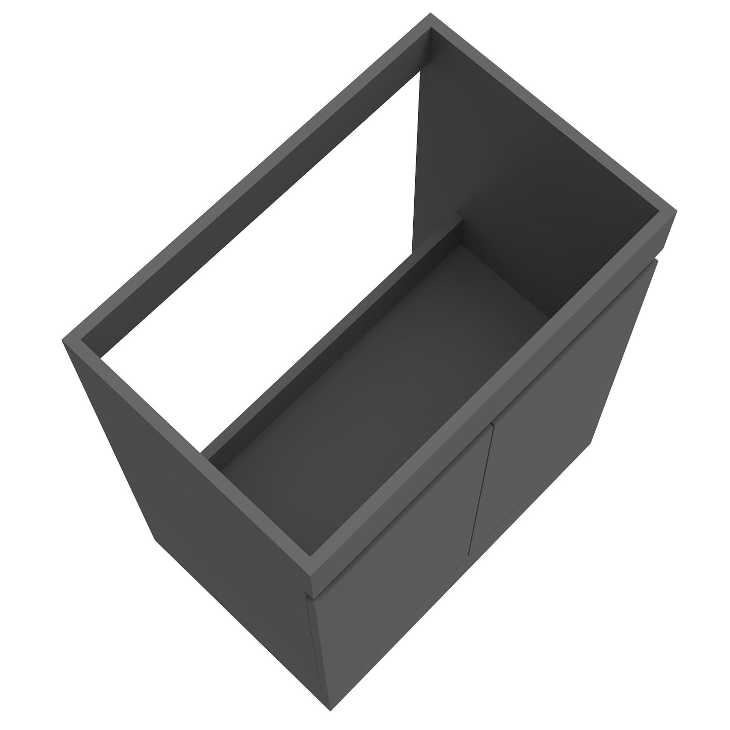 Badmöbel Set 60 cm Breit Dunkelgrau Matt Badezimmermöbel Mineralguss waschbecken mit unterschrank 2 Soft-Close Türen Standschrank