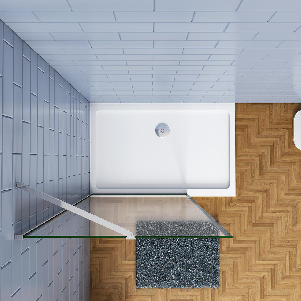 90 H.200 cm Glasdusche Walk in Duschwand mit Stabilisationsstange 50cm für badezimmer