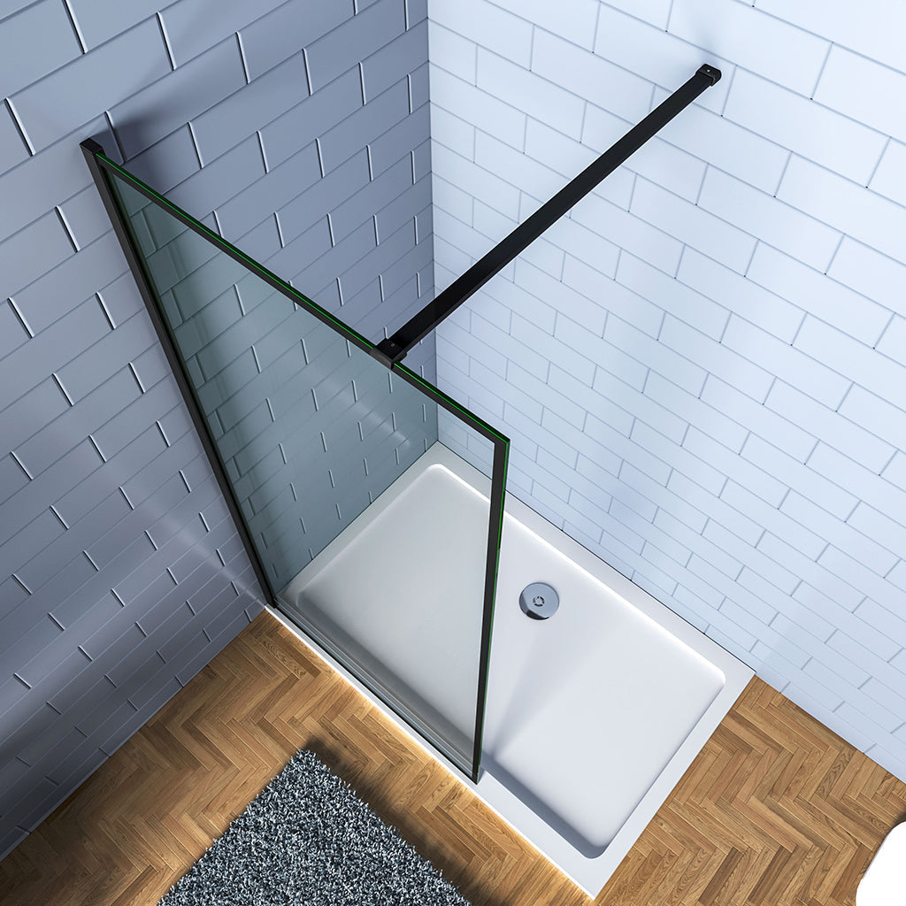 90 H.200 cm Walk in Duschwänd Festteil mit Stabilisationsstange 90cm für badezimmer